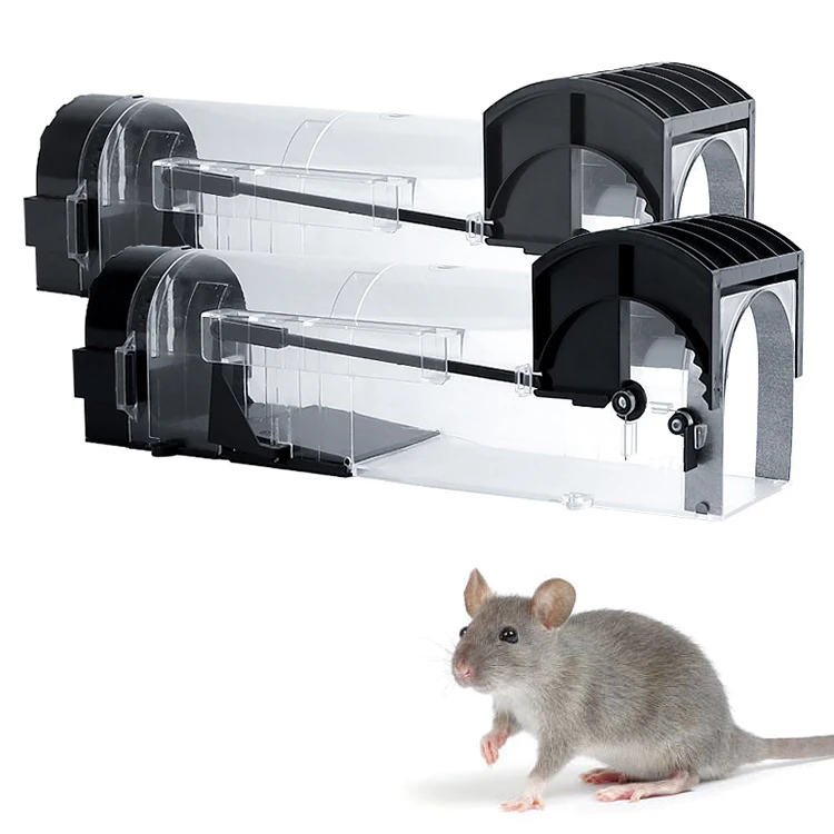 

Mice Rat Pest Control No Kill Plastic Rat Traps Box Humane Clear Mouse Trap Cage Transparent Mousetrap Alive, Brown, black,clear