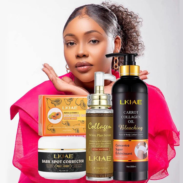 OEM&ODM Body Care Collagen Serum Dark Spot Face Cream Whitening Papaya Soap Bleaching Body Lotion Skin Care Set (new)