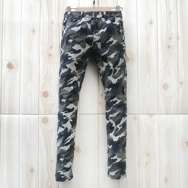 

2019 new Hot sale high quality Women pencil Tight Feet zipper Camouflage pants army Mountaineering jogging Fashion jeans, Black