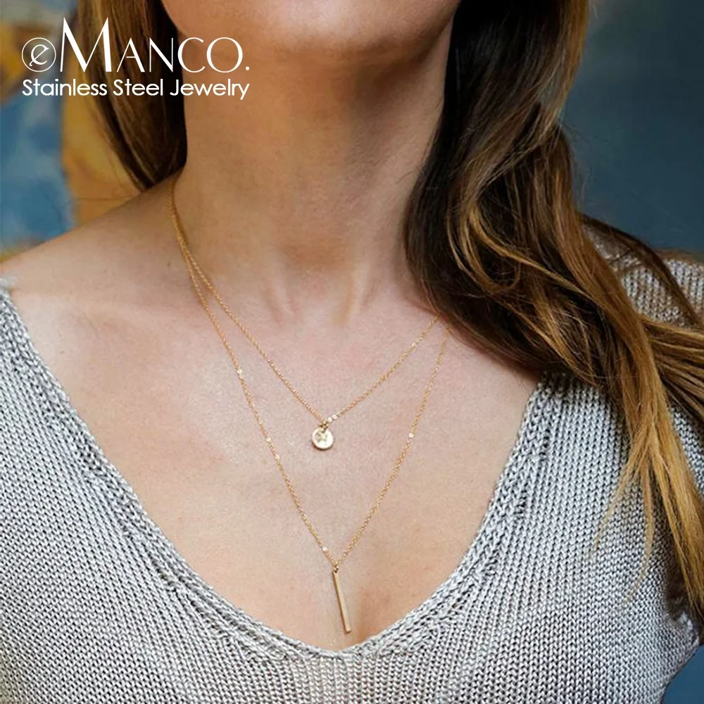 

Necklace Set Layered Pendant Women Stainless Steel Necklace Fashion 14k Gold Plated Mini Jewelry Gold Chain