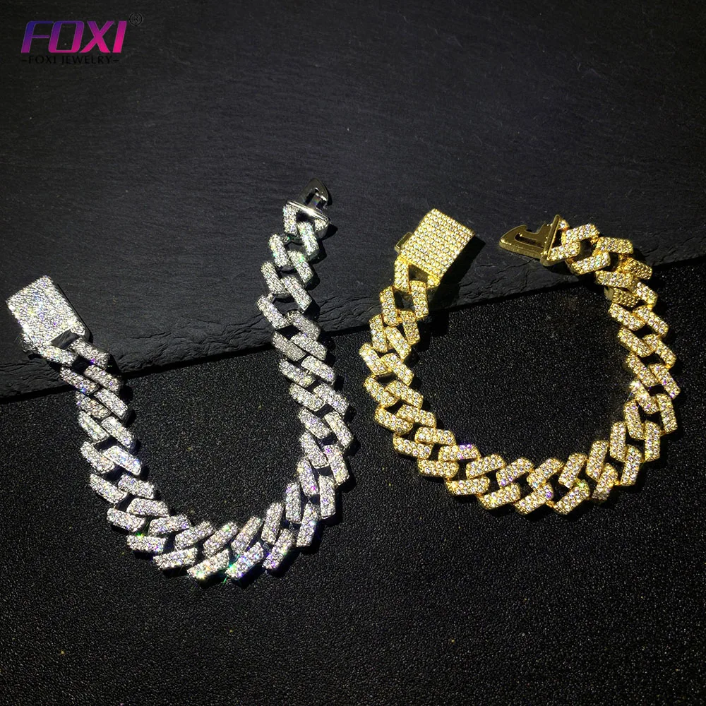 

Foxi jewelry iced out cuban chain men women fashion hip hop jewelry gold cuban link anklet bracelet