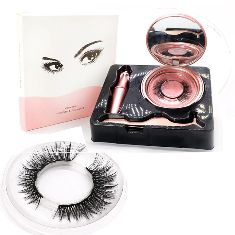 

30% off on sale Magnetic Eyelash Set full strip lashes Magnetic lashes with luxury magnetic eyeliner kit , tweezers, mirror