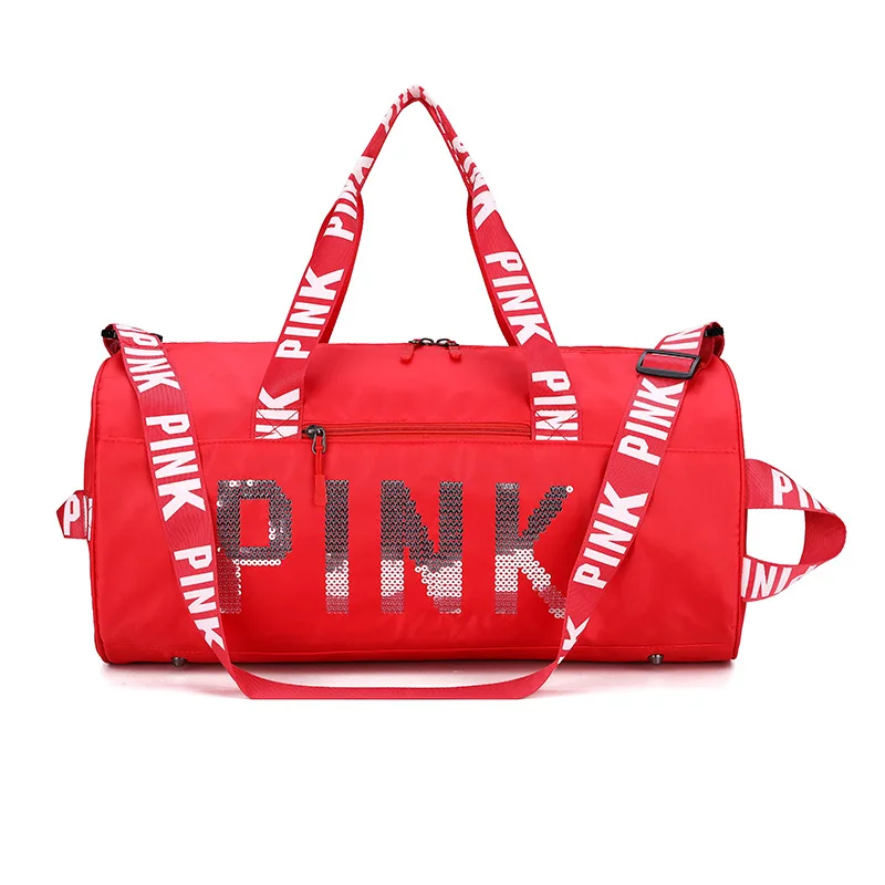 

customized logo large capacity pink duffle bags gym women waterproof travel bag, Grey,red,pink, green, black