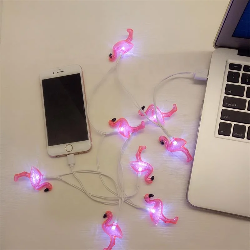 Best New  Christmas Light Phone Charging Cable Charger 8 LED Flamingo  Led Lamp Phone Charger Cell Phone Charger Cable Led