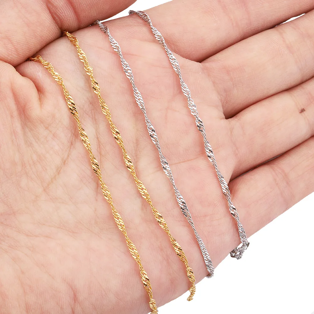 

1.8mm wide gold plated DIY bulk chain twisted chain water waves clavicle chain