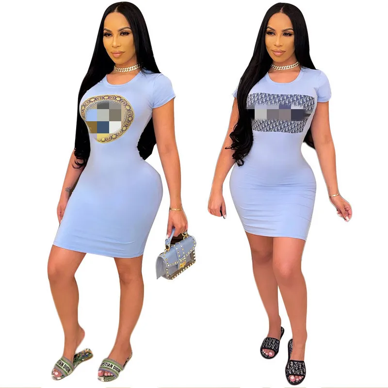 

2021 name brand clothing for women Summer sexy short sleeved slim dress