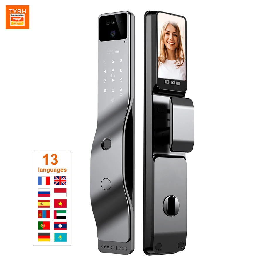 Tuya TYSH Automatic Biometric Lock Rfid Ic Cardf Wifi App Combination 3d Face Fingerprint Smart Door Locks