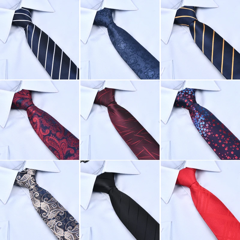 
Support Custom Service Logo Label Design Necktie Men 7 CM Width Neckties Silk Paisley Tie 