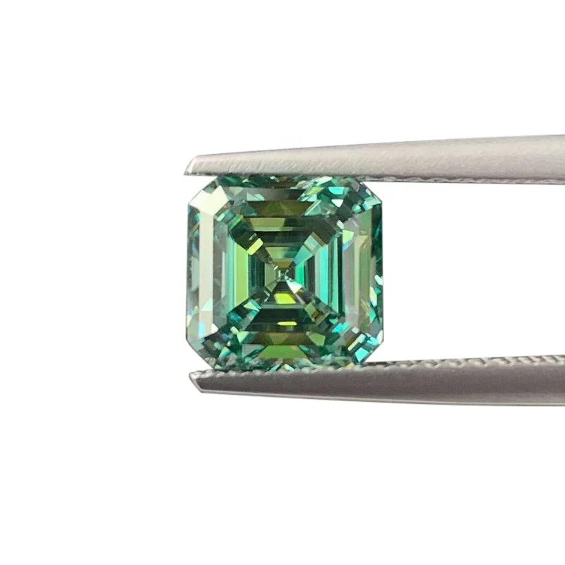 

Blue green Stone Loose Gemstone Asscher Cut Synthetic Diamond For Jewelry Making Asscher Moissanite