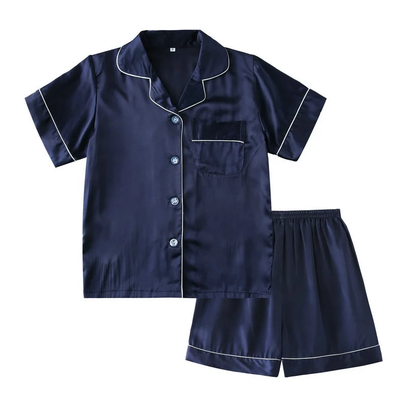 

Kids size pajamas set satin silk pjs for children style in stock sleepwear 6028, Many colors