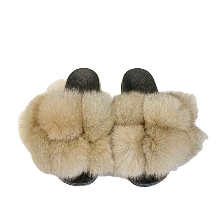 

Made In China Custom Logo Fluffy Slippers Good Quality Fluffy Slippers With Rhinestones, As picture