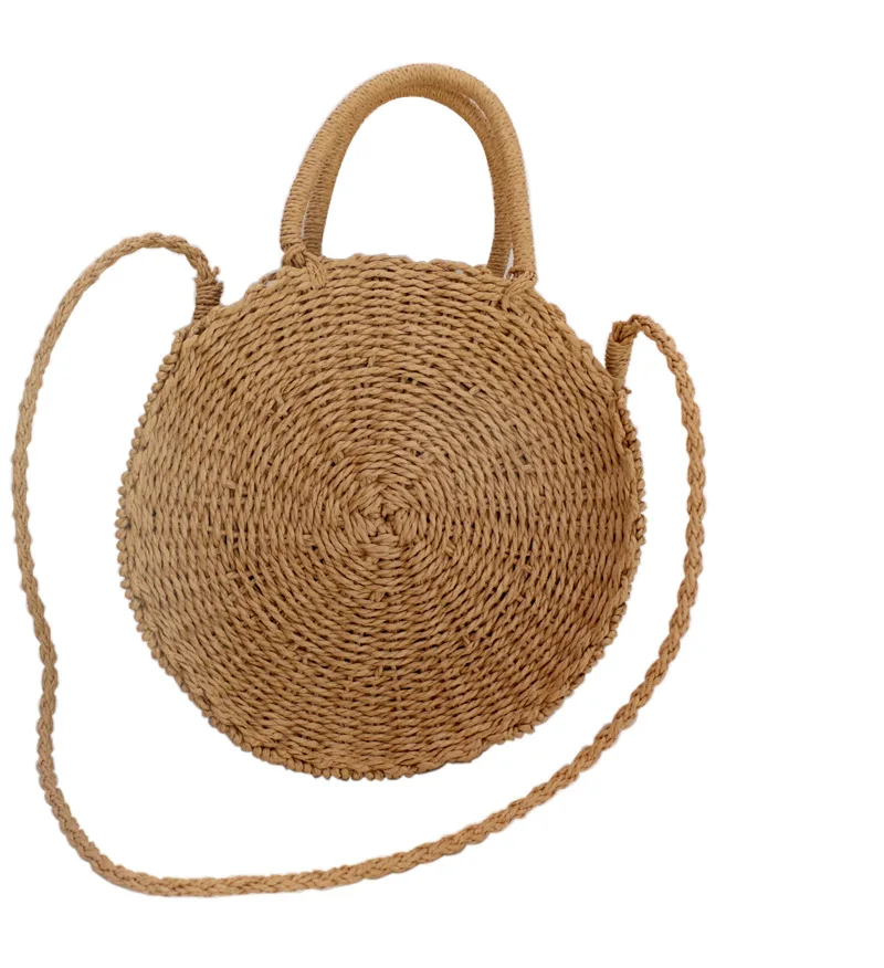 

2021 new beach resort one-shoulder hand-held women's cross-slung round woven bag