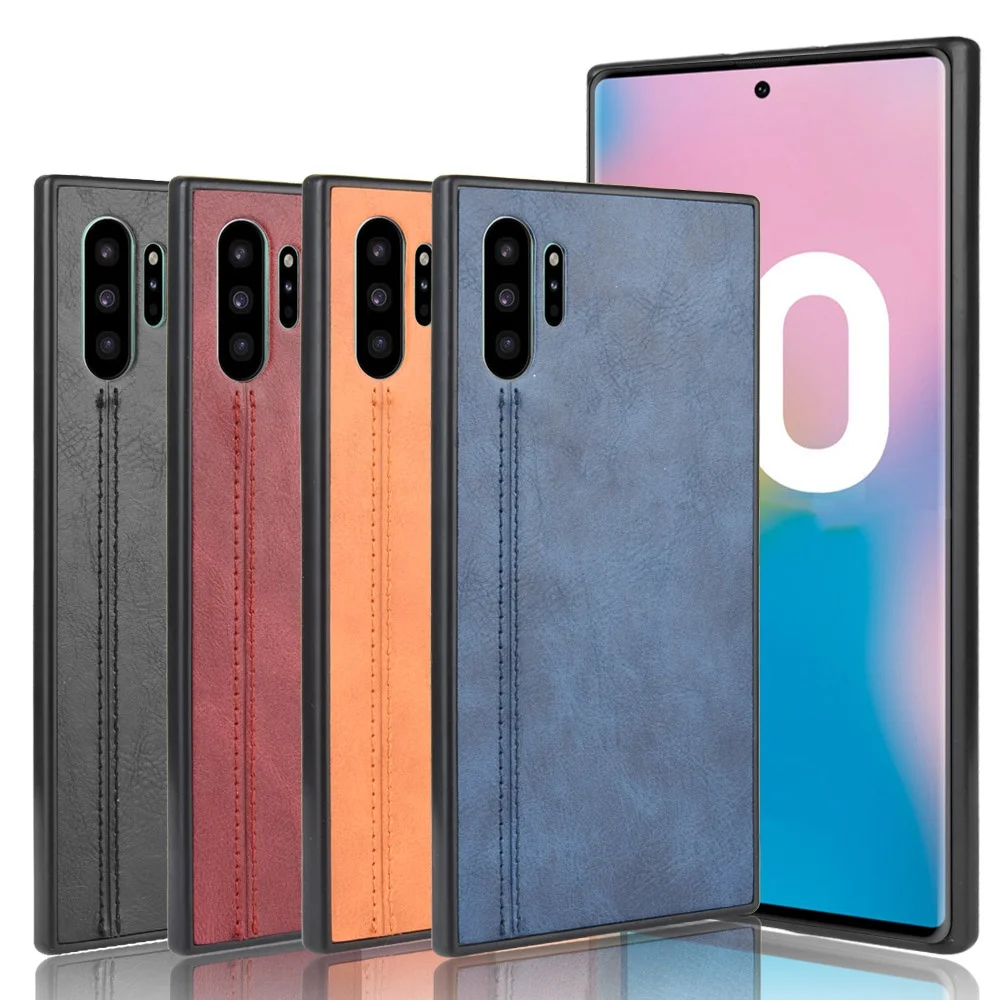 

Luxury Business Cow Pattern TPU PU Leather Back Cover Protective Phone Case For Samsung galaxy note 10, 4 color, can be customized