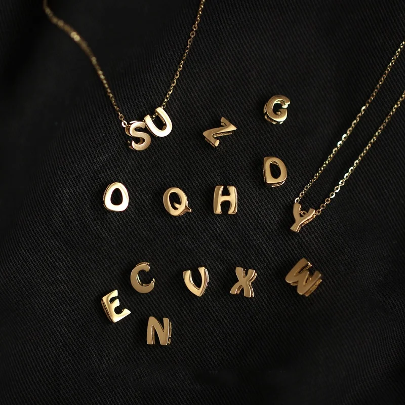 

OEM Custom Jewelry Making 14K Gold Plated 925 Sterling Silver Alphabet Letter Pendant Necklace Wholesale