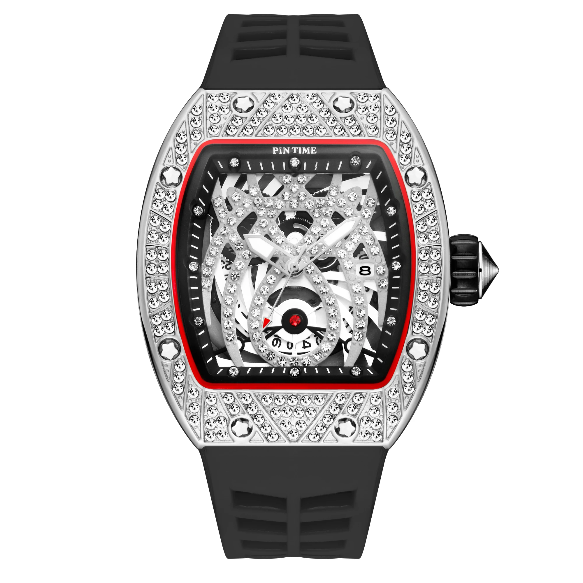 

High Quality Fashion Gold Plated Wrist Luxury Mens Diamond Iced Out Custom Logo Quartz Watch For Men, Black,rose gold,gold and silver