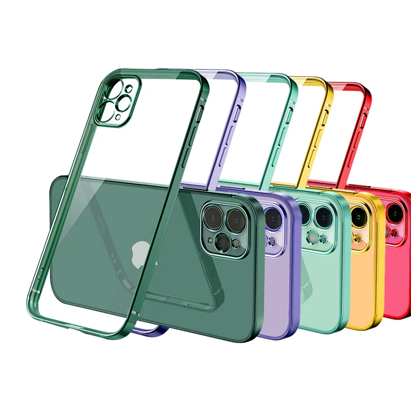 

for iphone 13 pro case shockproof Straight Edge Square Frame Plating Clear Silicone phone case for iphone 13 pro max phone case