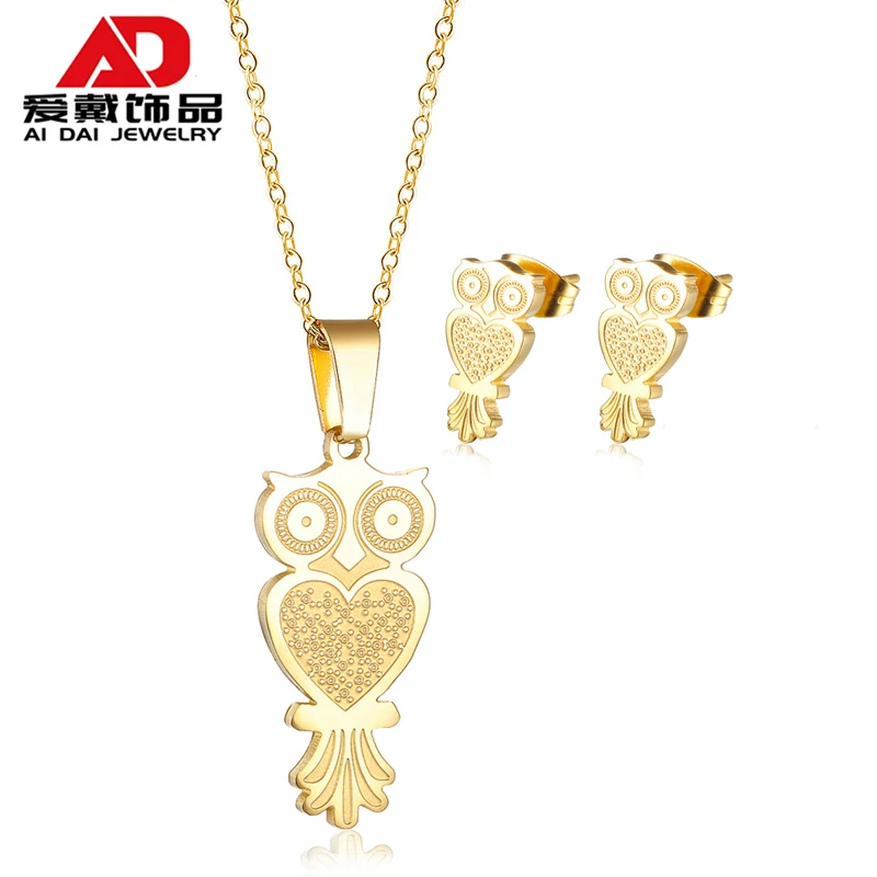 

Girl heart small ins owl clavicle chain pendant personality simple earring jewelry