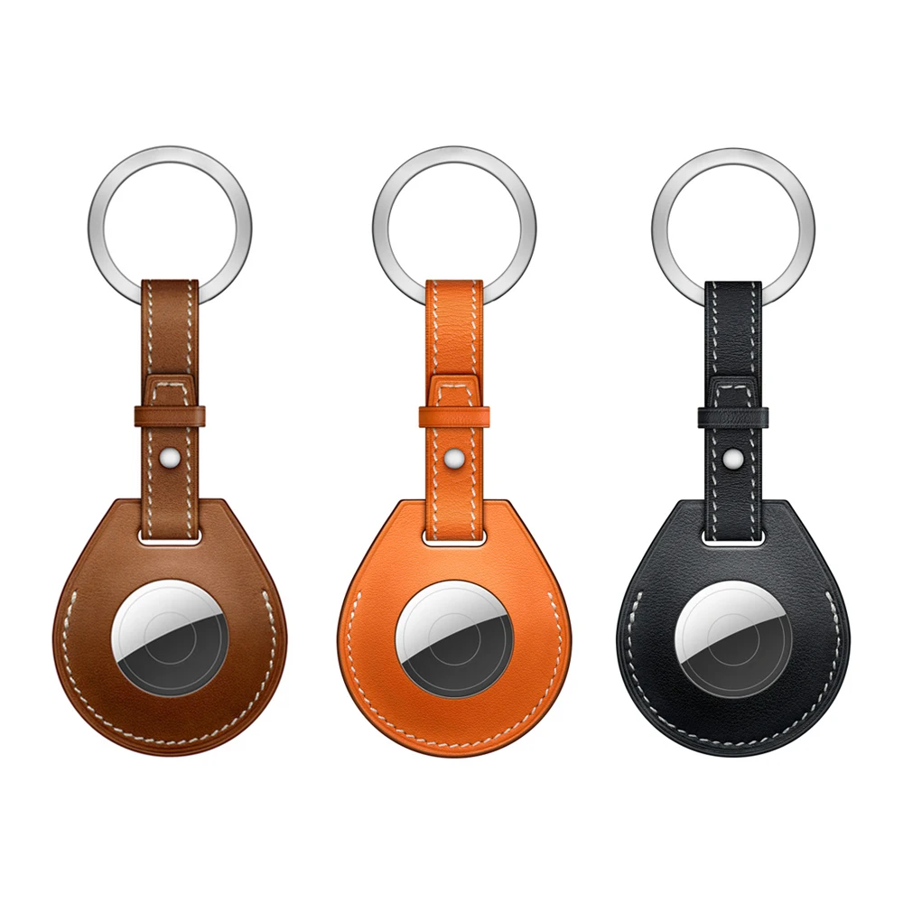

China Factory Supply Soft Anti-lost Cover Case Keyring leather AirTags cases