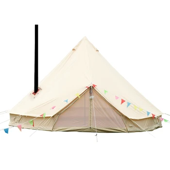 3m 4m 5m 6m 7m camping tent waterproof canvas bell tent with stove hole