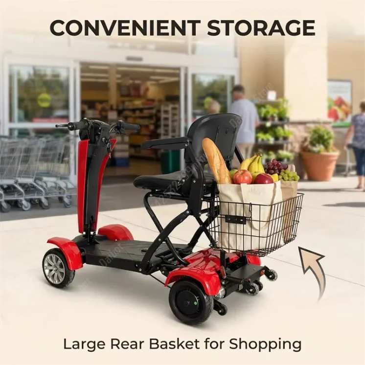 Auto Fold Dual Motor 4-Wheel Electric Scooter 36V 500W Lightweight 40-60km Range Unisex Portable Mobility Vehicle Elderly Riders