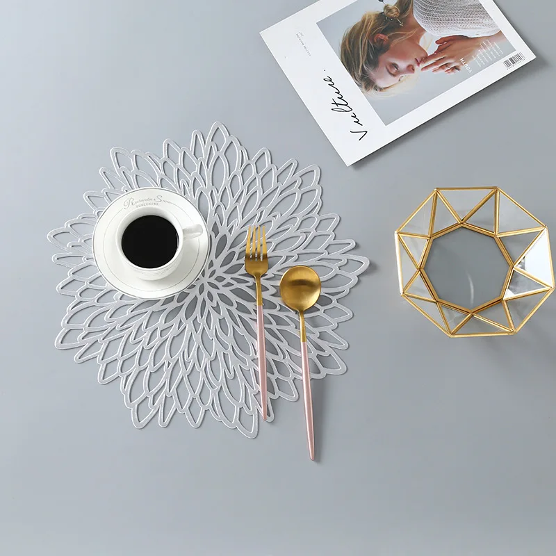 38cm Gold Wedding Decorative Flower Plastic Placemat Buy Plastic