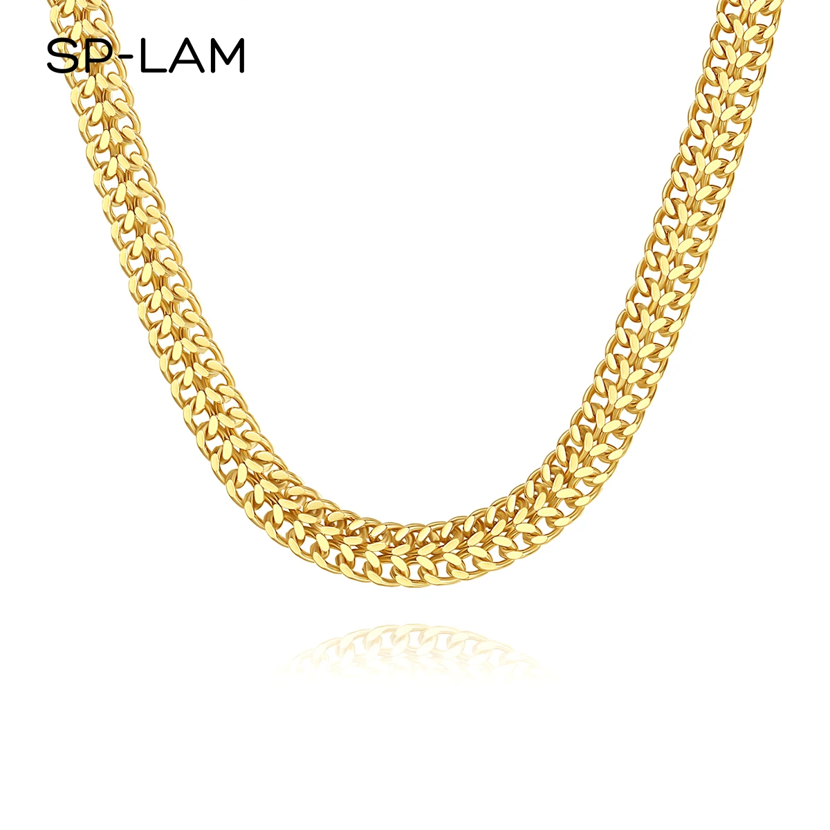 

SP-LAM Charm Dainty Trendy Stainless Steel Jewelry Gold Fashion Luxury Link Necklace Chain