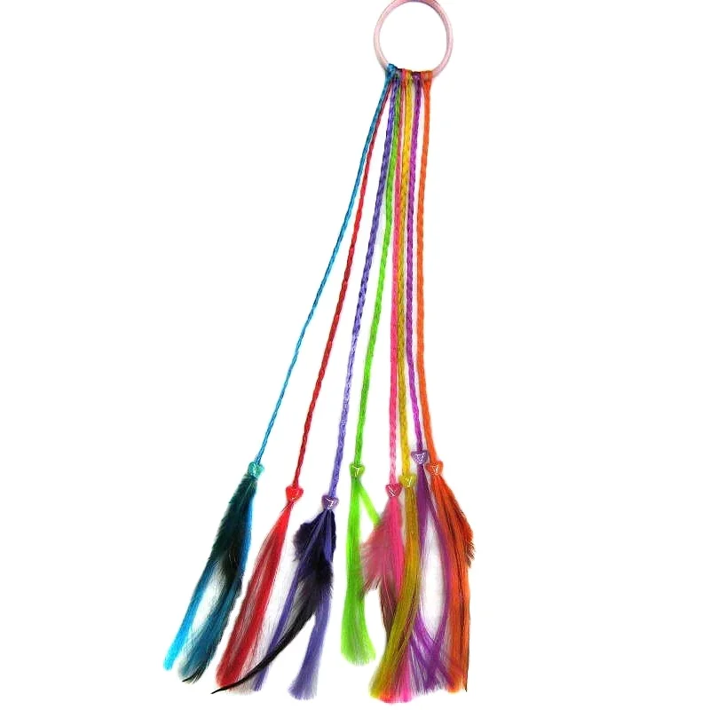 

Fashion Feather Braided Hair Extensions with Elastic Bands