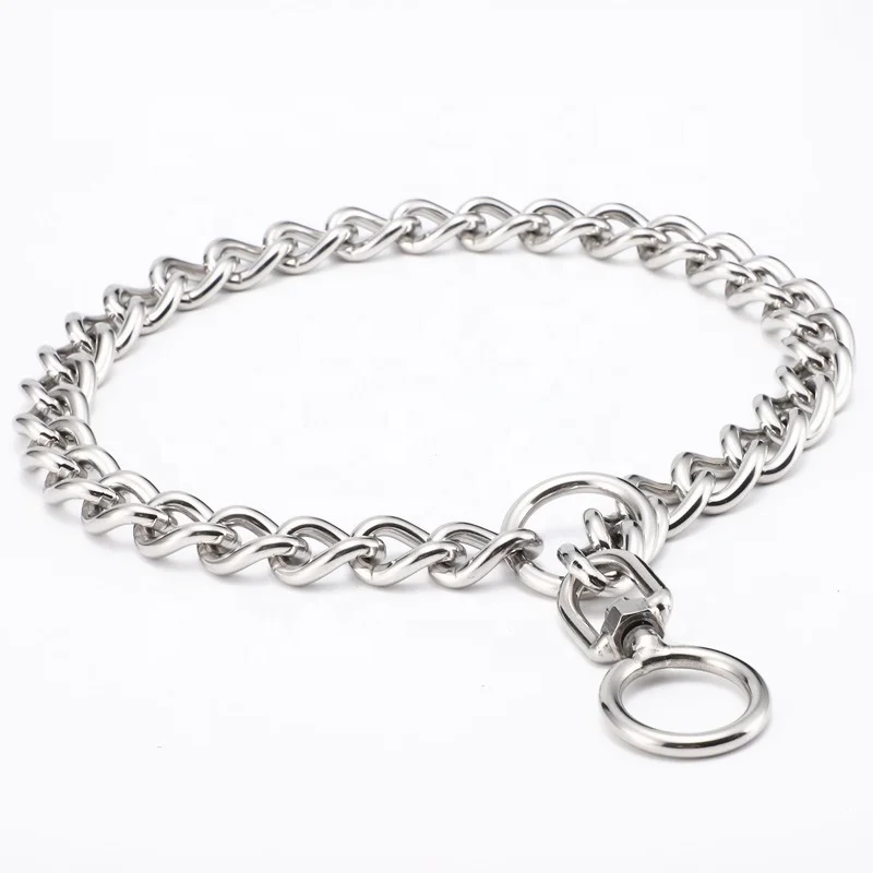 

New design pet collar silver stainless steel pet dog training choking chain collar dog chain, Silver white