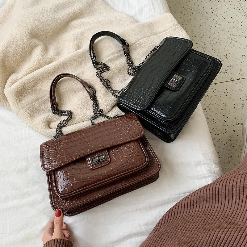 

Crocodile Pattern trend handbag for women Crossbody PU Leather Top-handle Handbags Mini Shoulder Bag crossbody Women Messenger B, Accept customizable color