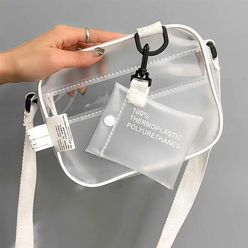 

2020 New PVC Transparent Clear Woman Crossbody Bags with Card Holder Wide Shoulder Strap Small Jelly Handbag