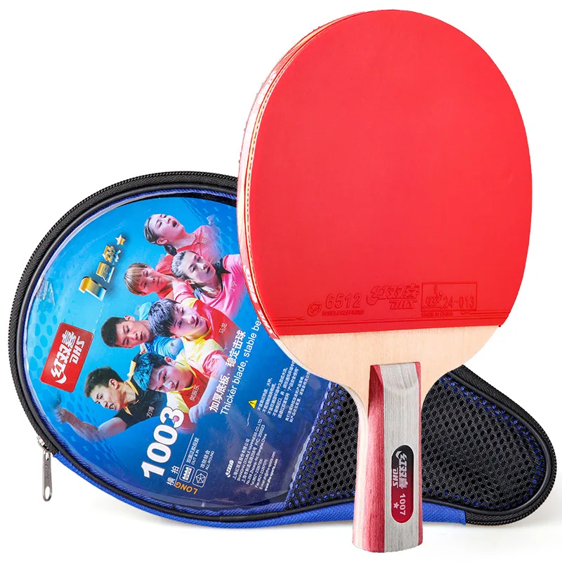 

Double Happiness Table Tennis Racket One Star Student Children Table Tennis penhold Racket PingPong Racket, Red+black