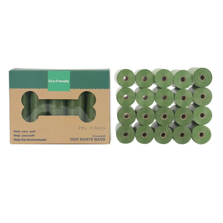 

Wholesale PE Biodegradable Box Packed Pet Waste Bags Dog Poop Bags With Dispenser 20 Rolls, Green