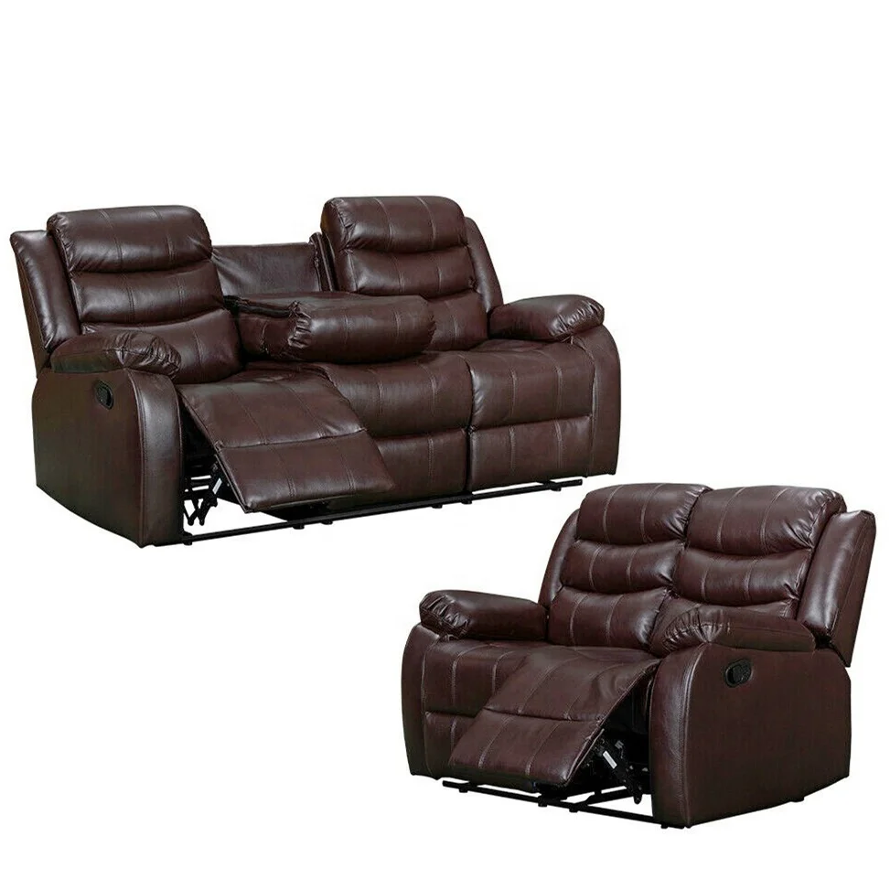 

JKY Furniture 1+2+3 Living Room Faux Leather Modern Design Manual Sectional Couch Recliner Chair Sofa Set For Apartment