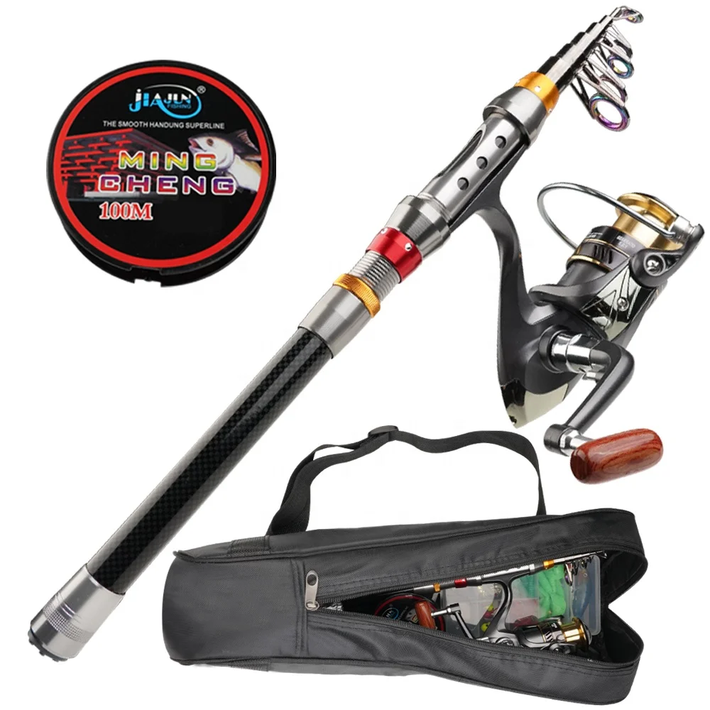 Carbon fiber high-quality portable telescopic sea fishing rod and reel combo set freshwater saltwater spinning fishing pole