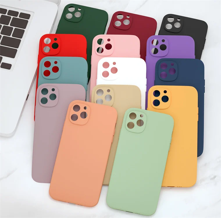 

New protection lens Silicone TPU skin feel soft shell shockproof mobile phone case for iPhone X 7 8 11 12 13 pro max, Internet popular orange,blue,yellow