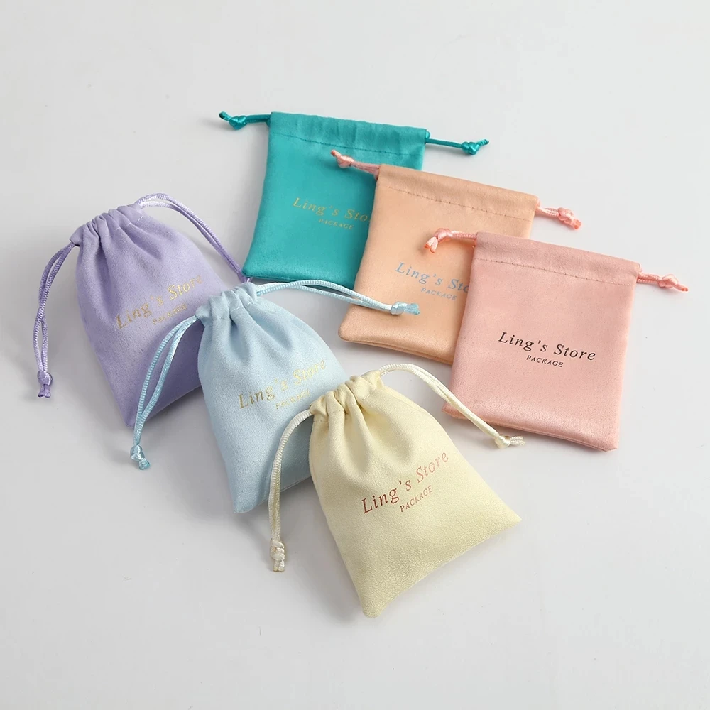 

East sunshine Custom Logo Drawstring Jewelry Packaging Pouches Bags Wedding favor Bags Jewel Velvet Pouch