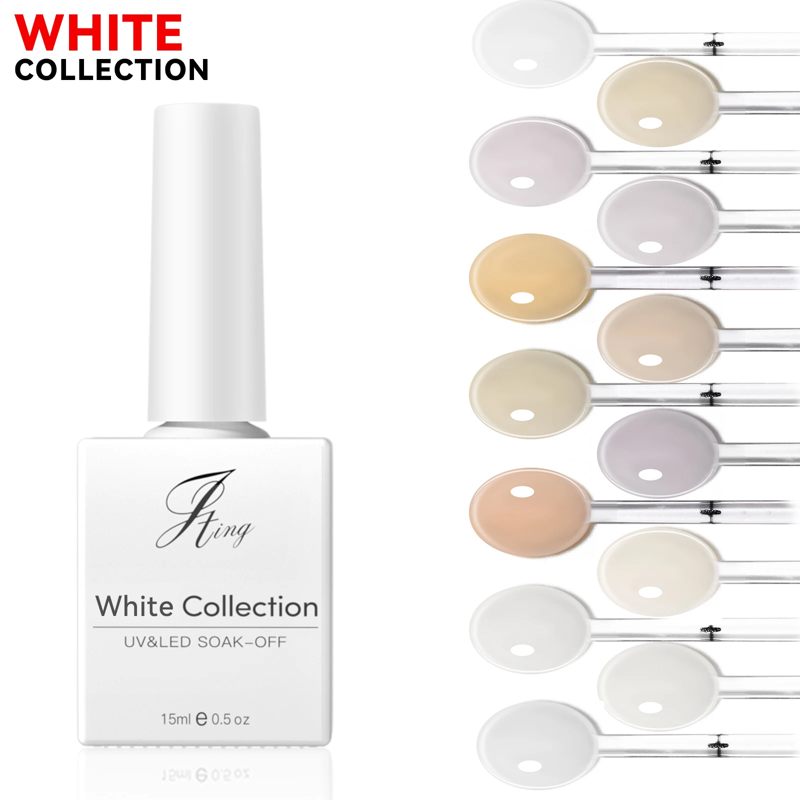 

JTING hot popular 12 colors classic super milky white gel polish collection Vegan Crulty free natural colors uv nail gel polis