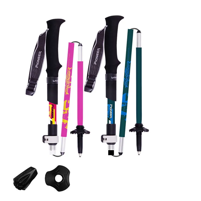 

retractable external lock for outdoor mountaineering Folding walking stick