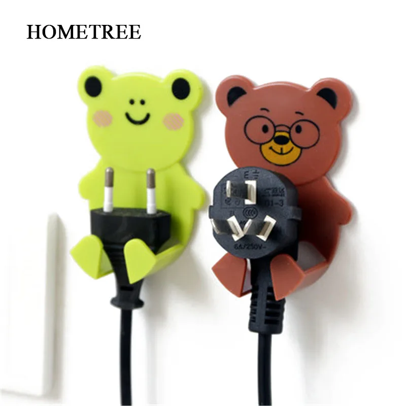 

2Pc Cartoon Animal Electrical Plug Hook Decoration Shelf Key Ring Wall Hanger Rack Decorative Kitchen Plug Storage H552