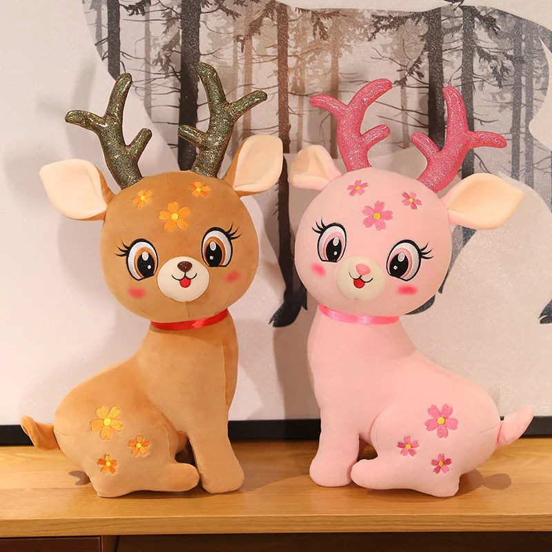 

Custom Cute Sika Deer Plushie Soft Stuffed Animal Kids Toy Christmas Sika Deer Plush Toy