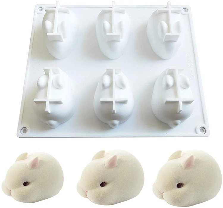 Amazon Hot Sale 3d Easter Bunny Silicone Molds Rabbit Fondant Mold
