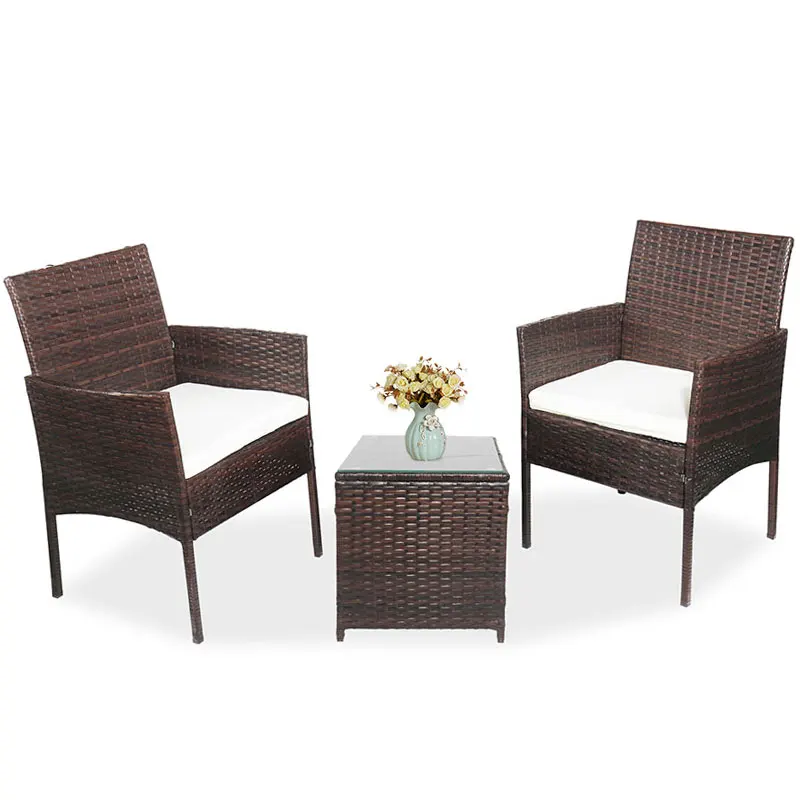 

Promotion Patio 1+2 Wicker Table and Chairs Set for Garden furniture ( For USA market FREE SHIPPING), Brown