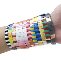 

Factory Directly Wholesale Custom Logo Rainbow Enamel Stretch Bead Bracelet Tile Rainbow Stackable Bracelet For Women