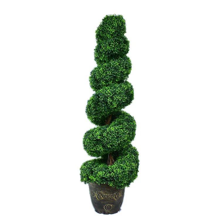 

Boxwood Spiral Topiary Artificial Tree Plant Artificial Green Boxwood Spiral Potted Topiary Trees