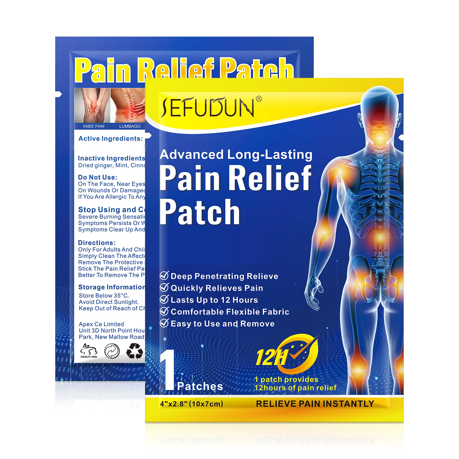 

SEFUDUN chinese herbal medicine analgesia 12 hours pain relief body aches instant pain relief heat patchpain relief patch