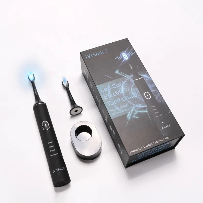 

IVISMILE 4 Modes Professional Teeth Whitening 39600 VPM Sonic Electric Blue Light Toothbrush, Black pink white