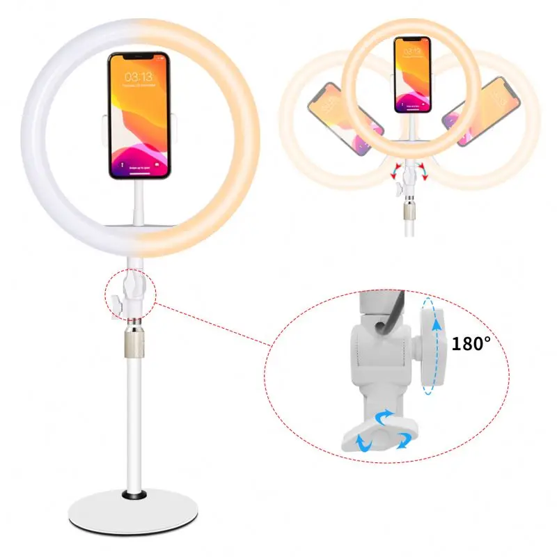 

Wholesale cheapest cellphone tik tok standing up plastic adjustable 10 inch led selfie tiktok makeup light ring with phone stand