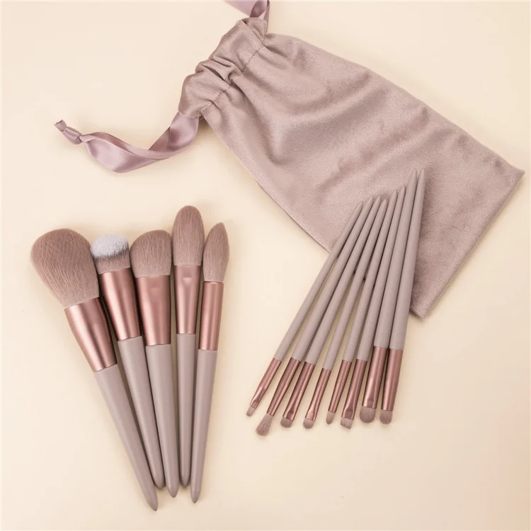 

Wholesale 13pcs Synthetic Vegan Makeup Brush Kit Soft Dense Hair Professional Makeup Brush Set With Velvet Bag