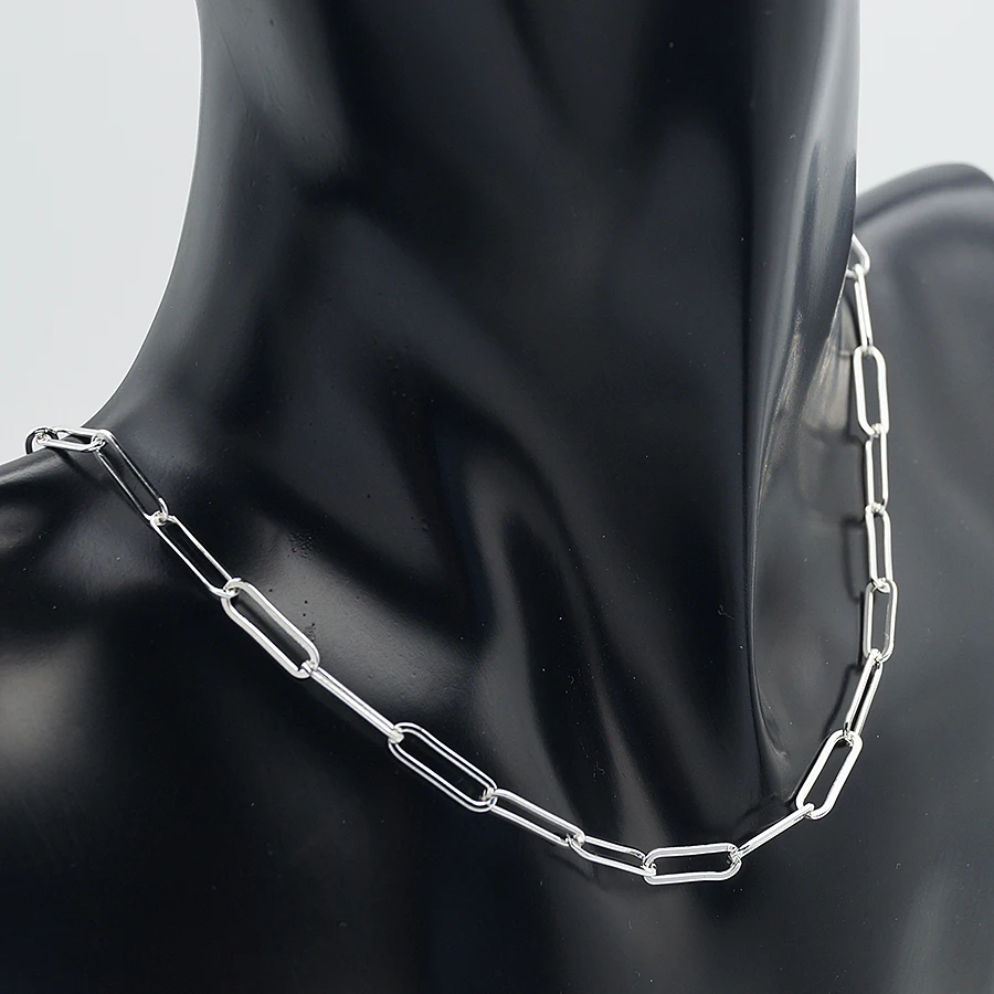 

Wholesale 925 Silver Jewelry Necklace Fashion Chain Roll Paper Clip Chain Bulk Silver Chains For Men