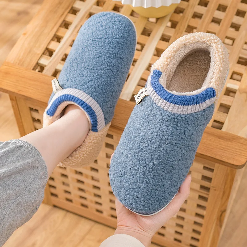 

Cotton slippers women winter new non-slip warm couple indoor home plush warm slippers men wear winter